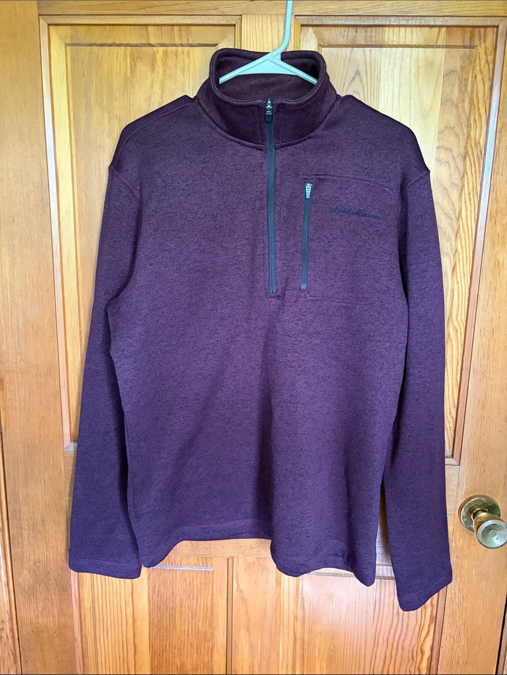 Eddie Bauer Men's Quarter-Zip Sweater in Burgundy